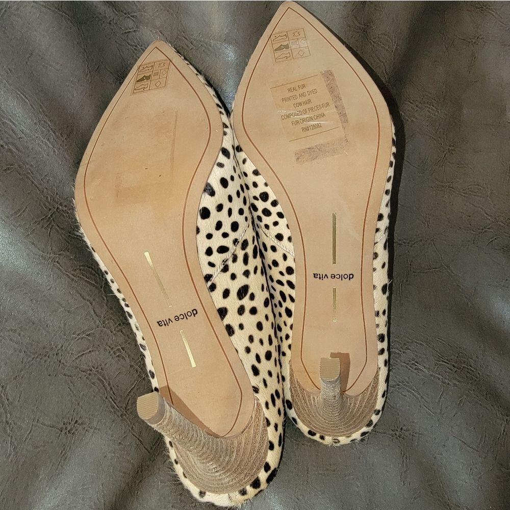 Dolce Vita Cinda Leopard print calf hair Heeled mules NEW WITHOUT BOX - Picture 4 of 7